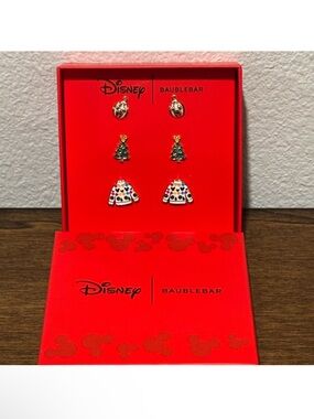 Disney x BaubleBar Holiday Earring Set - Gold, Green, White